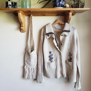 Natural Selections Wool Sweater with Embroidery